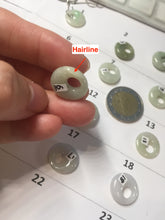 Load image into Gallery viewer, 16mm Type A 100% Natural light green yellow purple white Jadeite Safety Guardian Button Princess donuts pendant group AZ163
