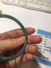 Load image into Gallery viewer, 62mm Certified Type A 100% Natural light green/blue/gray Guatemala slim round cut Jadeite bangle BP219-3808
