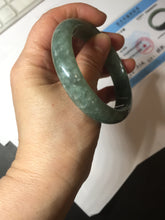 Load image into Gallery viewer, 56.4mm certified type A 100% Natural oily dark green gray black with flying snow Jadeite jade bangle PC203-7671
