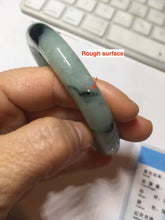 Load image into Gallery viewer, 58.8mm certified 100% natural type A dark green white with green floating flowers jadeite bangle PH77-5859
