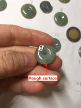 Load image into Gallery viewer, 14.5-23mm Type A 100% Natural dark green black gray(老油青) Jadeite Safety Guardian Button donuts pendant PF45
