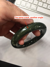Load image into Gallery viewer, 56mm certified 100% Natural dark green/black Ocean Waves chubby round cut nephrite bangle HF138-0879
