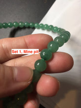 Load image into Gallery viewer, 8-8.4mm Certified 100% natural green Quartzite (DuLong jade) Bracelet Necklace set CB19 Not jadeite jade! Please read the whole description

