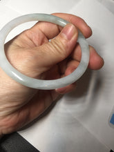 Load image into Gallery viewer, 59.5mm 100% natural certified light green/white round cut slim jadeite jade bangle BL43-1824
