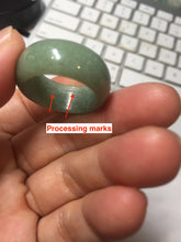 Load image into Gallery viewer, Size 11 1/2 100% natural type A oily dark green light green white broad jadeite jade band ring thumb ring PC246-5

