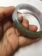 Load image into Gallery viewer, 58.4mm Certified type A 100% Natural half oily dark green gray black(老油青) half purple(half mountain half water, 半山半水) Jadeite bangle PF31-4756
