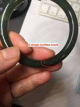 Load image into Gallery viewer, 53.6mm certified 100% Natural dark green/black round cut nephrite (碧玉)  bangle HN148-0508
