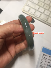 Load image into Gallery viewer, 59.3mm Certified type A 100% Natural oily dark green gray black(油青) Jadeite bangle PE31-2121
