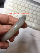 Load image into Gallery viewer, 55.3mm certified type A 100% Natural light green dark green gray(淡油青) black jadeite jade bangle BS152-0491

