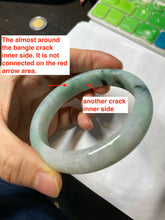 Load image into Gallery viewer, 55.7mm Certified type A 100% Natural icy watery sunny green Jadeite bangle AY25-1702
