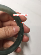 Load image into Gallery viewer, 58mm Certified type A 100% Natural oily dark green gray black(老油青) Jadeite bangle PE24-(2874)
