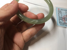 Load image into Gallery viewer, 56.2mm Certified 100% Natural icy watery light green/yellow round cut nephrite jade bangle HN32-3597
