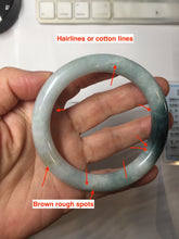 Load image into Gallery viewer, 57.8mm Certified Type A 100% Natural Dark Green Blue Gray Black Round Cut Jadeite Jade Bangle BS147-0754
