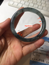Load image into Gallery viewer, 55.4mm Certified Type A 100% Natural icy watery dark green/gray round cut Jadeite bangle AA133-6936
