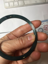 Load image into Gallery viewer, 59mm Certified Type A 100% Natural dark green/blue/gray with Guatemala slim round cut Jadeite bangle PH22-2330
