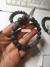 Load image into Gallery viewer, 9/10mm 100% Natural black sesame paste(芝麻糊青花) vintage style nephrite Jade bead bracelet HN30
