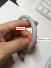 Load image into Gallery viewer, 57mm certified 100% natural type A sunny green/white/purple round cut jadeite jade bangle PC31-2684
