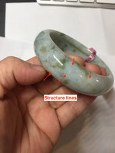 Load image into Gallery viewer, 59.2mm Type A 100% Natural light green brown chubby autumn leaves jadeite jade bangle G55
