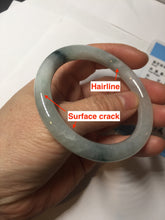 Load image into Gallery viewer, 53.4mm Certified Type A 100% Natural icy watery light green white roung cut jadeite Jade bangle AU51-8147
