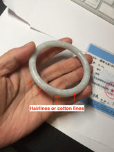 Load image into Gallery viewer, 53.5mm certified 100% natural Type A light green/white/ round cut jadeite jade bangle BS10-9563
