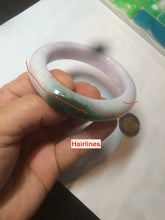Load image into Gallery viewer, 54mm Certified 100% natural Type A olive green/white/purple/brown(FU LU SHOU) chubby jadeite jade bangle AX96-(5190)
