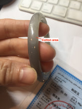 Load image into Gallery viewer, 52.8mm certified 100% Natural icy watery light gray black smoky purple(烟紫) nephrite bangle HN119-0101
