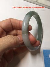 Load image into Gallery viewer, 57.5mm certified 100% natural Type A watermelon-rind green white Cool White Base with Misty Green Patches jadeite bangle PE18-2116
