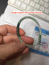 Load image into Gallery viewer, 57mm Certified type A 100% Natural sunyy green ling green purple gray black slim flat round cut Jadeite bangle PH199-3162
