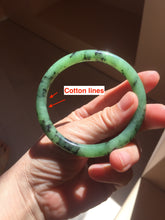 Load image into Gallery viewer, 58.3mm Certified 100% Natural Fresh Young Green/Dark Green/Black Green Ink Painting (绿水墨) Round Cut Nephrite (Wulanhai 乌兰海碧玉) Bangle HN171-7339
