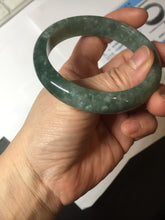 Load image into Gallery viewer, 56.4mm certified type A 100% Natural oily dark green gray black with flying snow Jadeite jade bangle PC203-7671
