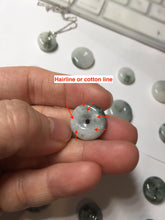 Load image into Gallery viewer, Type A 100% Natural dark green white forest Jadeite Safety Guardian Button donuts pendant BG206
