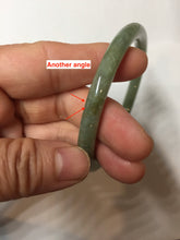 Load image into Gallery viewer, 57.4mm Certified 100% natural Type A oily dark green/ gray/brown (老油青) slim round cut jadeite jade bangle PB320-0596
