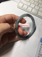 Load image into Gallery viewer, 55.3mm Certified Type A 100% Natural dark green/purple/gray round cut Jadeite bangle AA128-6937
