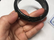 Load image into Gallery viewer, 59mm 100% Natural dark green/black meteorite Stellar Night sky nephrite Jade bangle HF94-1030
