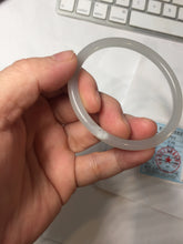 Load image into Gallery viewer, 54mm Certified 100% Natural Icy Watery Gray Very Light Smoky Purple (烟紫)  round cut Nephrite Bangle HN230-9223
