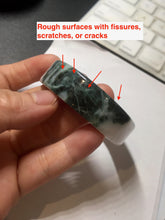 Load image into Gallery viewer, 48mm certified 100% natural type A dark green white purple Snowy Pine Forest square style jadeite bangle BH114-6910
