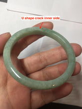 Load image into Gallery viewer, 50.5mm 100% natural type A sunny green apple green oval jadeite bangle AZ155
