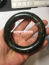 Load image into Gallery viewer, 55mm certified 100% Natural dark green/gray/black (nebula dust) chubby round cut nephrite Jade bangle HN127-0881
