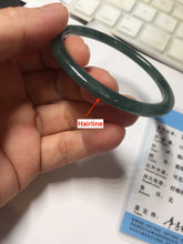 Load image into Gallery viewer, 54.1mm Certified Type A 100% Natural dark green/blue/gray with Guatemala slim round cut Jadeite bangle PJ99-2457
