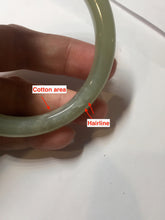 Load image into Gallery viewer, 52.5mm Certified 100% Natural icy waery light green/yellow/gray round cut nephrite jade bangle HN35-3599
