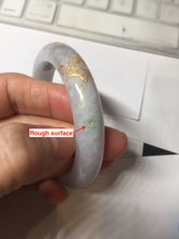 Load image into Gallery viewer, 53.6mm 100% Natural type A dark green purple white carved plum bossom and golden-painted Jadeite Jade bangle PD91-0269
