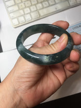 Load image into Gallery viewer, 56.2mm Certified Type A 100% Natural icy watery dark green/blue/gray/black Guatemala Jadeite bangle BH232-0259
