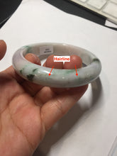 Load image into Gallery viewer, 60.5mm certified type A 100% Natural sunny green/purple chubby Jadeite jade bangle PH188-1255
