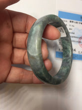 Load image into Gallery viewer, 56-58mm Certified Type A 100% Natural Dark Green Purple Gray Monet's Pond Square Jadeite Jade Bangle group GL61
