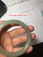 Load image into Gallery viewer, 54.5mm certified 100% Natural icy watery dark green gray nephrite bangle HN154-9685
