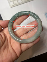 Load image into Gallery viewer, 54.6mm Certified Type A 100% Natural green white gray round cut jadeite Jade bangle BH236-0267
