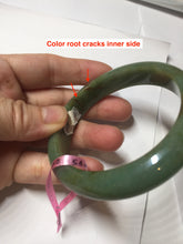 Load image into Gallery viewer, 56mm Certified Type A 100% Natural Pine Green subtle mottling russet accent Jadeite bangle KS40-1642
