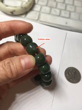 Load image into Gallery viewer, 100% Natural 10.8/12mm dark green/gray/black vintage style Jade (碧玉)bead bracelet group HT132
