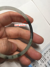 Load image into Gallery viewer, 57mm Certified Type A 100% Natural green/black/gray with dark green floating flowers super slim round cut Jadeite bangle PD47-5770
