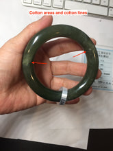 Load image into Gallery viewer, 55mm certified 100% Natural dark green/black/gray(碧玉) chubby round cut nephrite bangle HN189-0137
